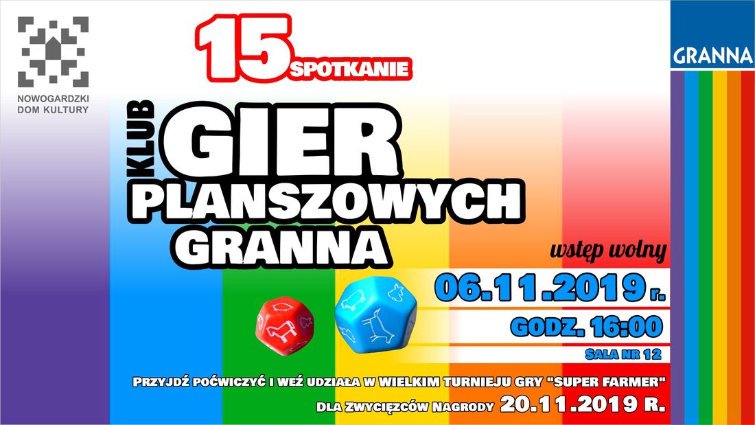 E.ART | KLUB GIER PLANSZOWYCH GRANNA ZAPRASZA NA TURNIEJ - SUPERFARMER