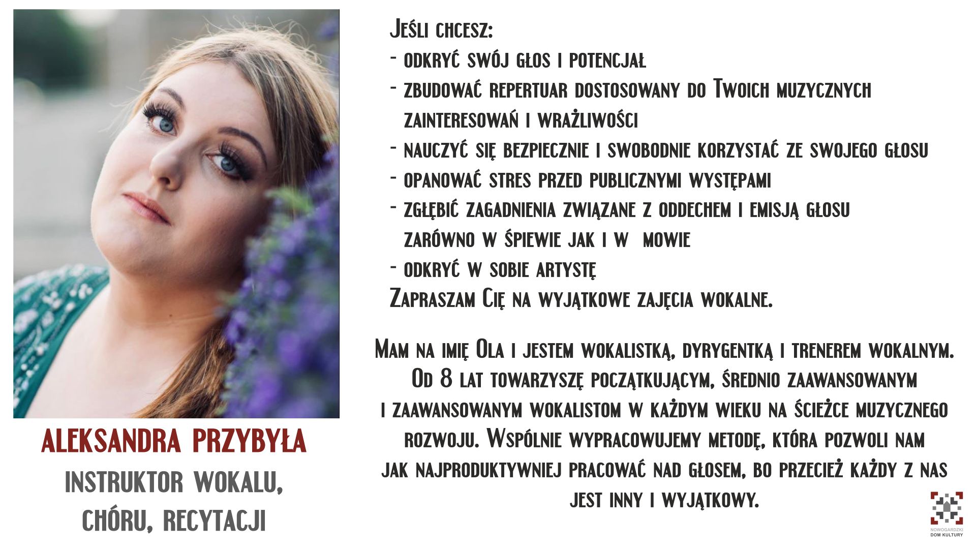 Z CYKLU NDKOWI INSTRUKTORZY... ALEKSANDRA PRZYBYŁA